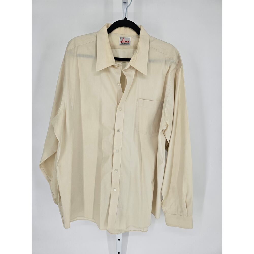 Lim's Men's Long Sleeve Button Down Cream Casual Custom Shirt Size 2XL